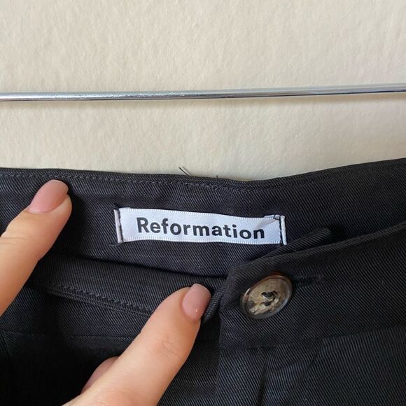 Reformation Petites Mason Wide Leg  Black Pants Straight Size 4 - Picture 12 of 13